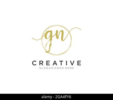 GN Feminine logo beauty monogram and elegant logo design, handwriting logo of initial signature, wedding, fashion, floral and botanical with creative Stock Vector