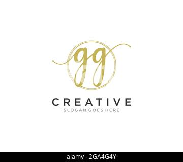 GG Feminine logo beauty monogram and elegant logo design, handwriting logo of initial signature, wedding, fashion, floral and botanical with creative Stock Vector