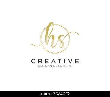 HS Feminine logo beauty monogram and elegant logo design, handwriting logo of initial signature, wedding, fashion, floral and botanical with creative Stock Vector