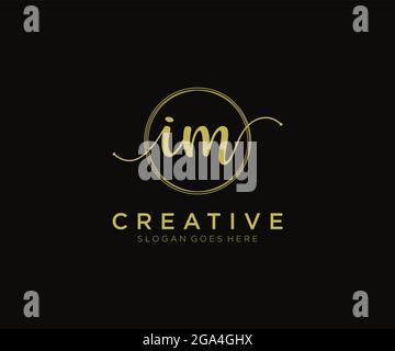 IM Feminine logo beauty monogram and elegant logo design, handwriting logo of initial signature, wedding, fashion, floral and botanical with creative Stock Vector