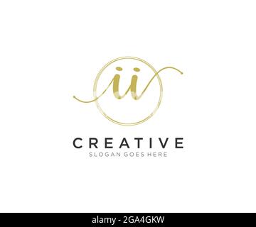II Feminine logo beauty monogram and elegant logo design, handwriting logo of initial signature, wedding, fashion, floral and botanical with creative Stock Vector