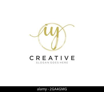 IY Feminine logo beauty monogram and elegant logo design, handwriting logo of initial signature, wedding, fashion, floral and botanical with creative Stock Vector