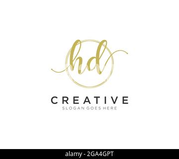 HD Feminine logo beauty monogram and elegant logo design, handwriting logo of initial signature, wedding, fashion, floral and botanical with creative Stock Vector