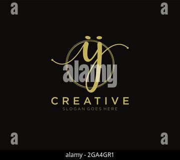 IJ Feminine logo beauty monogram and elegant logo design, handwriting logo of initial signature, wedding, fashion, floral and botanical with creative Stock Vector