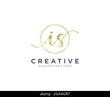 IS Feminine logo beauty monogram and elegant logo design, handwriting logo of initial signature, wedding, fashion, floral and botanical with creative Stock Vector