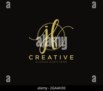 JF Feminine logo beauty monogram and elegant logo design, handwriting logo of initial signature, wedding, fashion, floral and botanical with creative Stock Vector