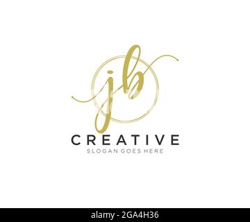 JB Feminine logo beauty monogram and elegant logo design, handwriting logo of initial signature, wedding, fashion, floral and botanical with creative Stock Vector