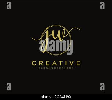 JW Feminine logo beauty monogram and elegant logo design, handwriting logo of initial signature, wedding, fashion, floral and botanical with creative Stock Vector