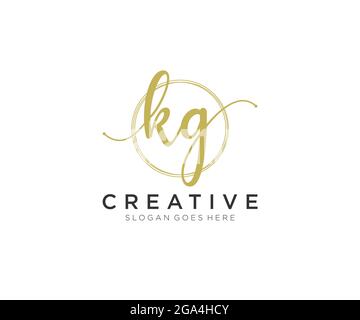 KG Feminine logo beauty monogram and elegant logo design, handwriting logo of initial signature, wedding, fashion, floral and botanical with creative Stock Vector