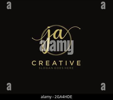 JA Feminine logo beauty monogram and elegant logo design, handwriting logo of initial signature, wedding, fashion, floral and botanical with creative Stock Vector