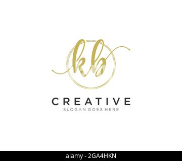 KB Feminine logo beauty monogram and elegant logo design, handwriting logo of initial signature, wedding, fashion, floral and botanical with creative Stock Vector