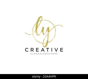 LY Feminine logo beauty monogram and elegant logo design, handwriting logo of initial signature, wedding, fashion, floral and botanical with creative Stock Vector