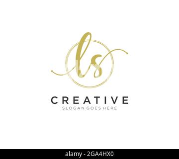 LS Feminine logo beauty monogram and elegant logo design, handwriting logo of initial signature, wedding, fashion, floral and botanical with creative Stock Vector