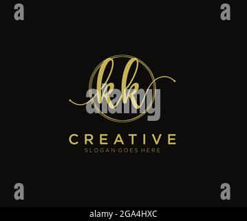 KK Feminine logo beauty monogram and elegant logo design, handwriting logo of initial signature, wedding, fashion, floral and botanical with creative Stock Vector
