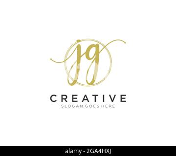 JG Feminine logo beauty monogram and elegant logo design, handwriting logo of initial signature, wedding, fashion, floral and botanical with creative Stock Vector