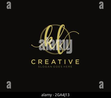 KF Feminine logo beauty monogram and elegant logo design, handwriting logo of initial signature, wedding, fashion, floral and botanical with creative Stock Vector