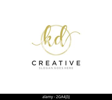 KD Feminine logo beauty monogram and elegant logo design, handwriting logo of initial signature, wedding, fashion, floral and botanical with creative Stock Vector
