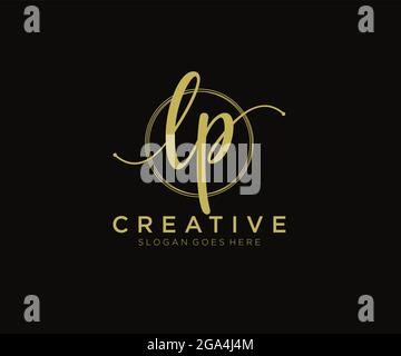 LP Feminine logo beauty monogram and elegant logo design, handwriting logo of initial signature, wedding, fashion, floral and botanical with creative Stock Vector
