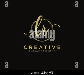 LR Feminine logo beauty monogram and elegant logo design, handwriting logo of initial signature, wedding, fashion, floral and botanical with creative Stock Vector