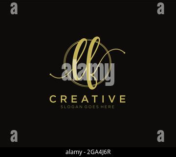 LF Feminine logo beauty monogram and elegant logo design, handwriting logo of initial signature, wedding, fashion, floral and botanical with creative Stock Vector