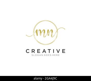 MN Feminine logo beauty monogram and elegant logo design, handwriting logo of initial signature, wedding, fashion, floral and botanical with creative Stock Vector