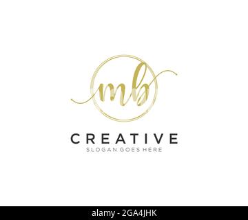 MB Feminine logo beauty monogram and elegant logo design, handwriting logo of initial signature, wedding, fashion, floral and botanical with creative Stock Vector