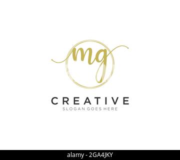 MG Feminine logo beauty monogram and elegant logo design, handwriting logo of initial signature, wedding, fashion, floral and botanical with creative Stock Vector