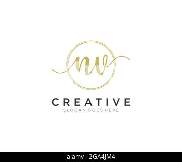 NV Feminine logo beauty monogram and elegant logo design, handwriting logo of initial signature, wedding, fashion, floral and botanical with creative Stock Vector