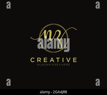 NZ Feminine logo beauty monogram and elegant logo design, handwriting logo of initial signature, wedding, fashion, floral and botanical with creative Stock Vector