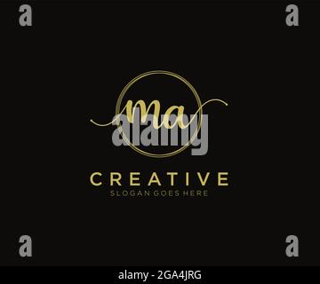 MA Feminine logo beauty monogram and elegant logo design, handwriting logo of initial signature, wedding, fashion, floral and botanical with creative Stock Vector