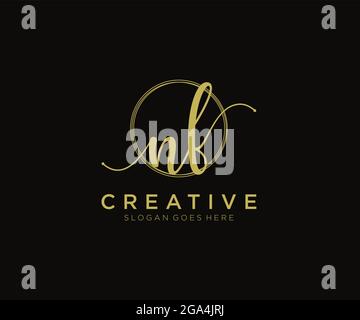 NF Feminine logo beauty monogram and elegant logo design, handwriting logo of initial signature, wedding, fashion, floral and botanical with creative Stock Vector
