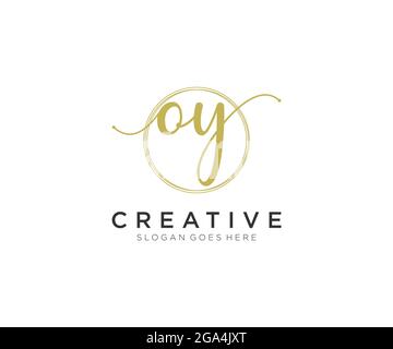 OY Feminine logo beauty monogram and elegant logo design, handwriting logo of initial signature, wedding, fashion, floral and botanical with creative Stock Vector