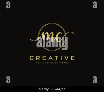 MC Feminine logo beauty monogram and elegant logo design, handwriting logo of initial signature, wedding, fashion, floral and botanical with creative Stock Vector