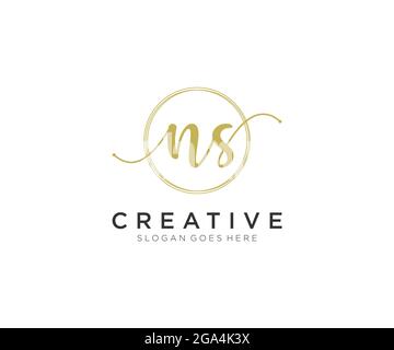 NS Feminine logo beauty monogram and elegant logo design, handwriting logo of initial signature, wedding, fashion, floral and botanical with creative Stock Vector