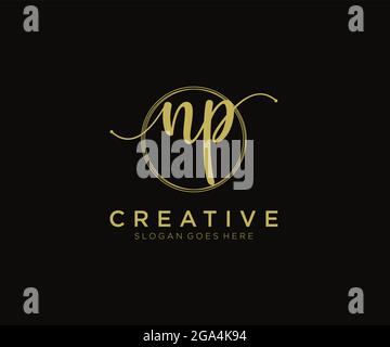 NP Feminine logo beauty monogram and elegant logo design, handwriting logo of initial signature, wedding, fashion, floral and botanical with creative Stock Vector