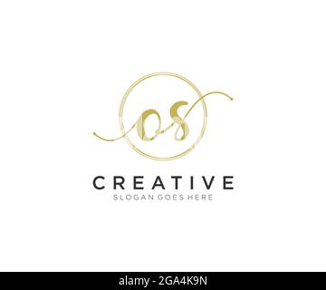 OS Feminine logo beauty monogram and elegant logo design, handwriting logo of initial signature, wedding, fashion, floral and botanical with creative Stock Vector