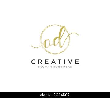 OD Feminine logo beauty monogram and elegant logo design, handwriting logo of initial signature, wedding, fashion, floral and botanical with creative Stock Vector
