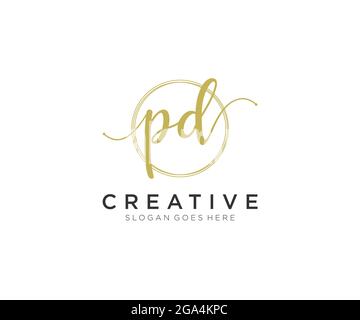 PD Feminine logo beauty monogram and elegant logo design, handwriting logo of initial signature, wedding, fashion, floral and botanical with creative Stock Vector