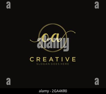 OA Feminine logo beauty monogram and elegant logo design, handwriting logo of initial signature, wedding, fashion, floral and botanical with creative Stock Vector