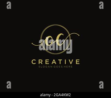 OC Feminine logo beauty monogram and elegant logo design, handwriting logo of initial signature, wedding, fashion, floral and botanical with creative Stock Vector