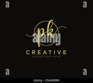 PK Feminine logo beauty monogram and elegant logo design, handwriting logo of initial signature, wedding, fashion, floral and botanical with creative Stock Vector