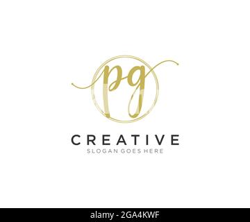 PG Feminine logo beauty monogram and elegant logo design, handwriting logo of initial signature, wedding, fashion, floral and botanical with creative Stock Vector