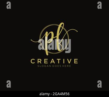 PF Feminine logo beauty monogram and elegant logo design, handwriting logo of initial signature, wedding, fashion, floral and botanical with creative Stock Vector