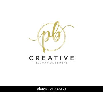 PB Feminine logo beauty monogram and elegant logo design, handwriting logo of initial signature, wedding, fashion, floral and botanical with creative Stock Vector