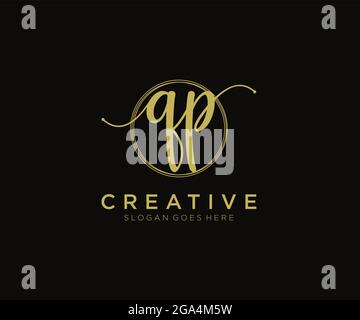 QP Feminine logo beauty monogram and elegant logo design, handwriting logo of initial signature, wedding, fashion, floral and botanical with creative Stock Vector