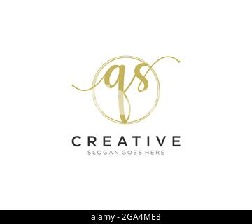 QS Feminine logo beauty monogram and elegant logo design, handwriting logo of initial signature, wedding, fashion, floral and botanical with creative Stock Vector