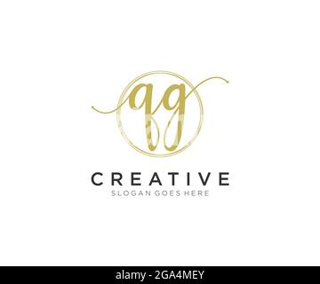 QG Feminine logo beauty monogram and elegant logo design, handwriting logo of initial signature, wedding, fashion, floral and botanical with creative Stock Vector