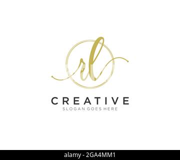 RL Feminine logo beauty monogram and elegant logo design, handwriting logo of initial signature, wedding, fashion, floral and botanical with creative Stock Vector