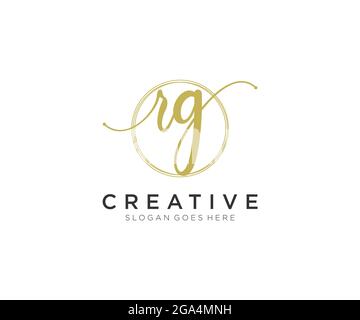 RG Feminine logo beauty monogram and elegant logo design, handwriting logo of initial signature, wedding, fashion, floral and botanical with creative Stock Vector
