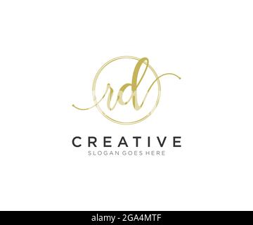 RD Feminine logo beauty monogram and elegant logo design, handwriting logo of initial signature, wedding, fashion, floral and botanical with creative Stock Vector